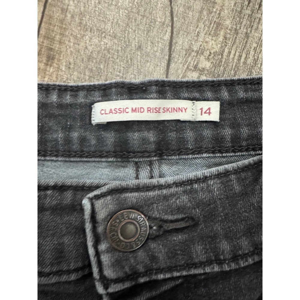 Levi Strauss Womens Classic Mid Rise Skinny Jeans Faded Black Size 14 Stretch‎ - Picture 6 of 13